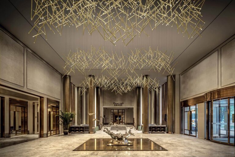 A-Tube Nano pendants in a hotel lobby
