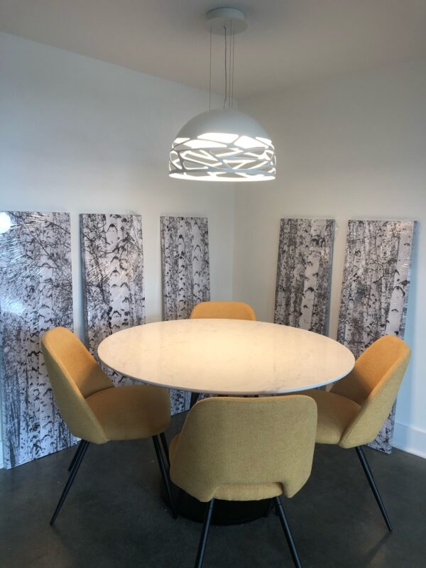 White Kelly Dome over a round breakfast table