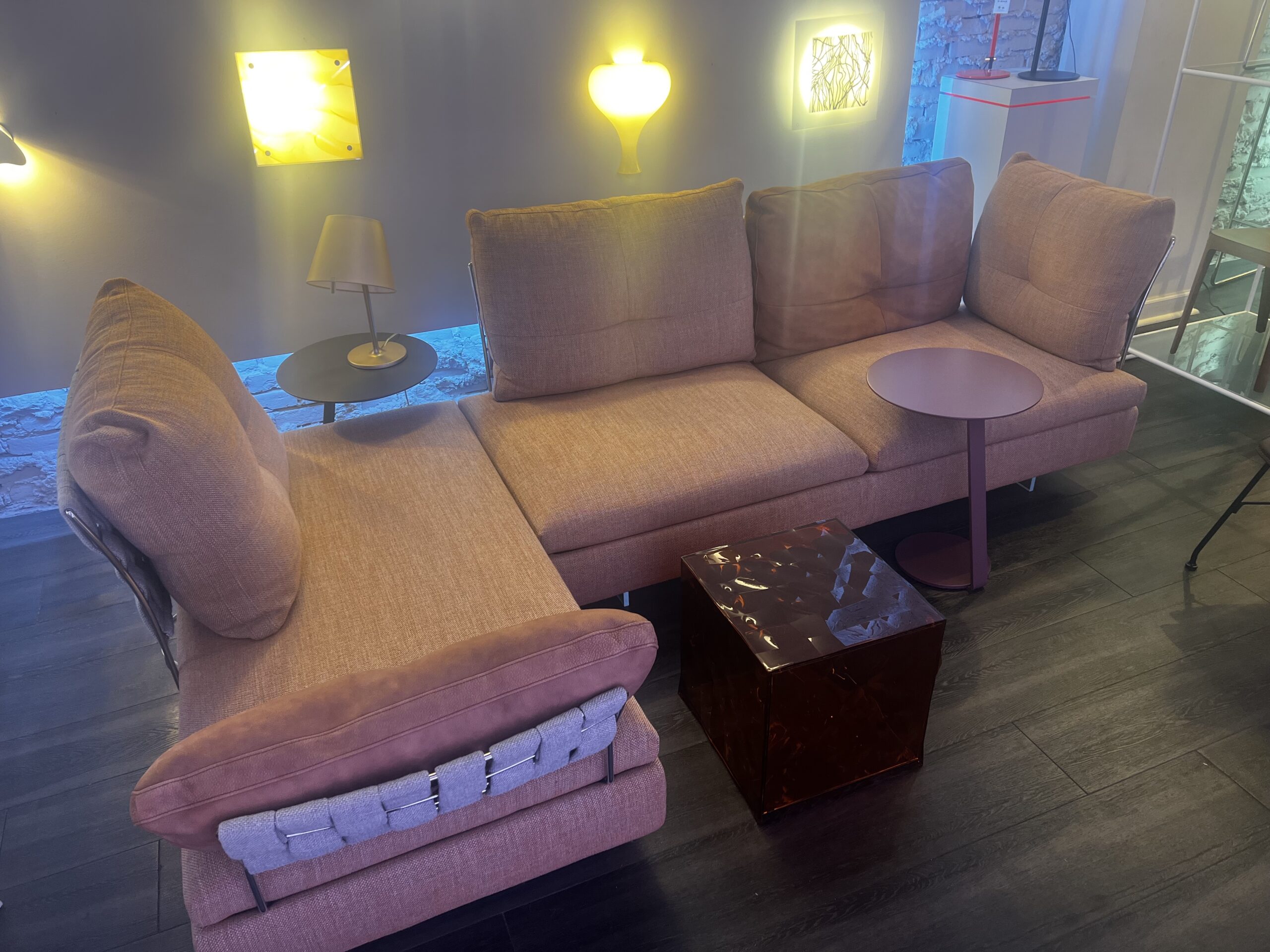 LIMES sectional sofa styled in the Switch Lighting & Design showroom in downtown Cincinnati