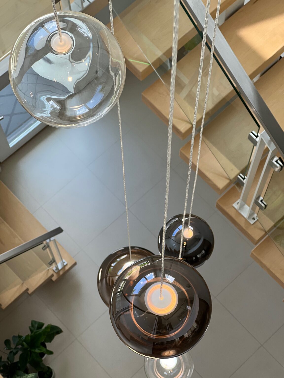 Lodes Random Solo glass spheres seen from above in a stairwell