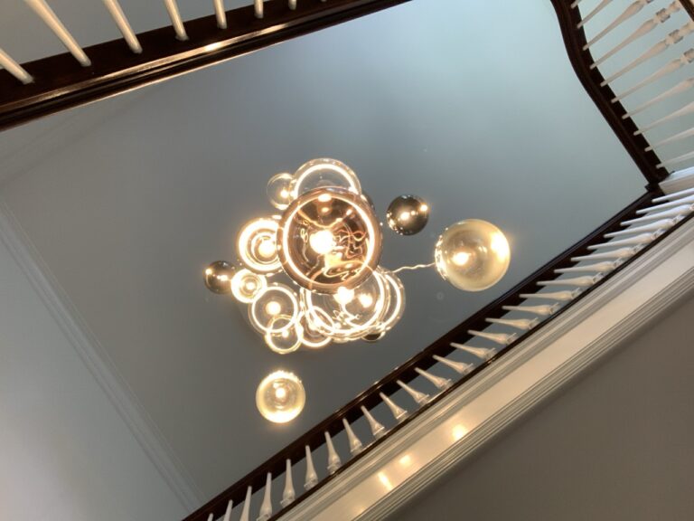Random cluster seen from below in a stair hall
