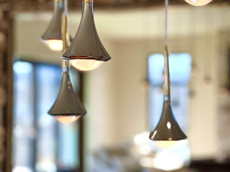 Rain pendants catching the light